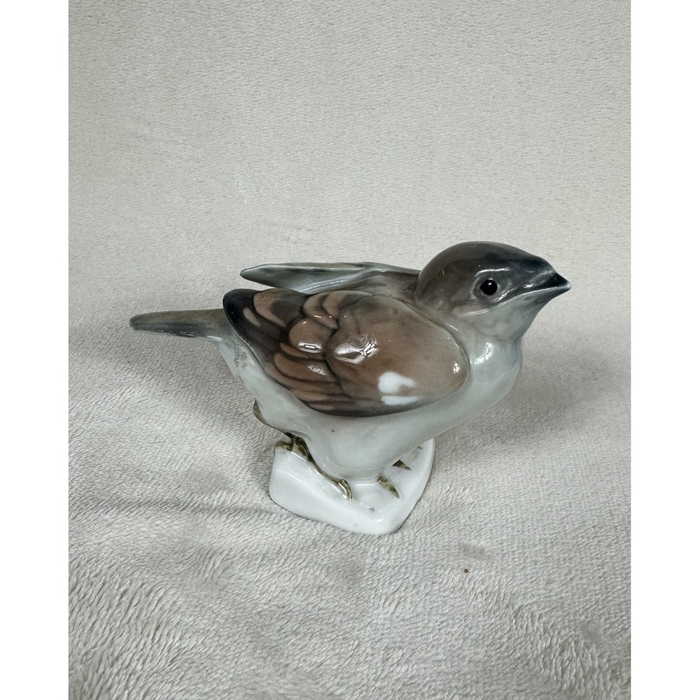 Vintage Rörstrand Sweden Porcelain Sparrow Bird Figurine, W. Lindström, RARE